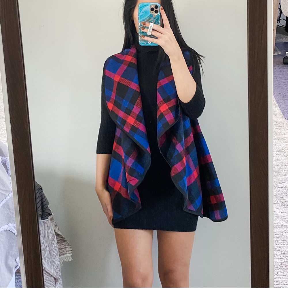 Women’s Sweater dress and plaid vest